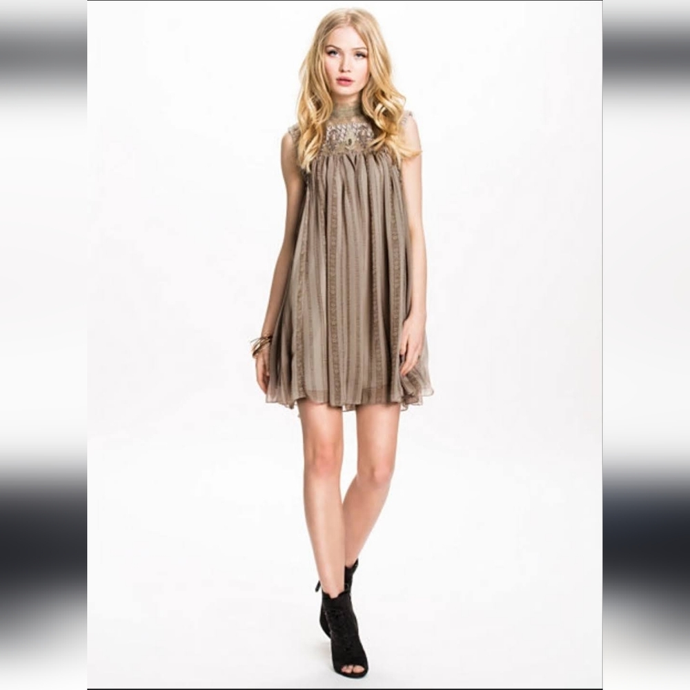 Free People flowy Embroidered Trim Dress